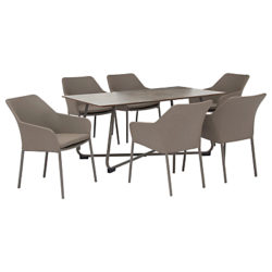 KETTLER Manhattan 6 Seater Table and Wrap Chairs Set, Taupe